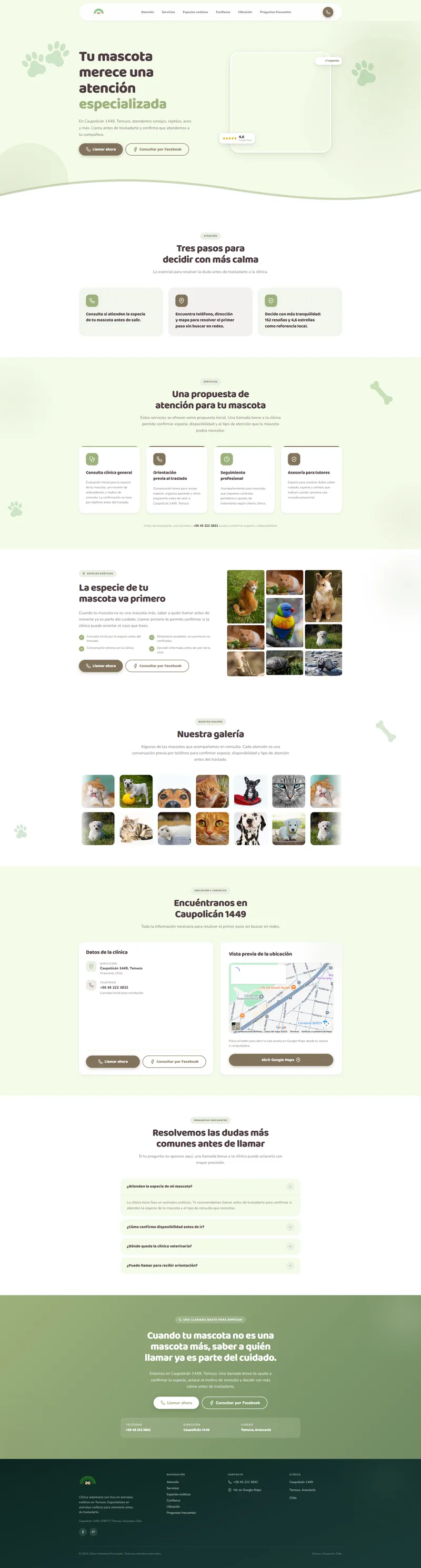 Propuesta conceptual de landing para Exonú Pets